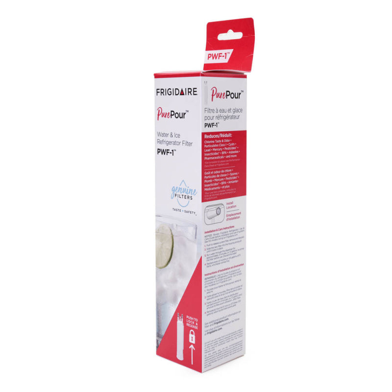 Packaging of a Frigidaire Refrigerator FRSS2623AS Water Filter Replacement on a white background