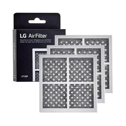 3 pack of Air Filter for LG Refrigerator LFCS27596S01 packaging with three filters displayed in front