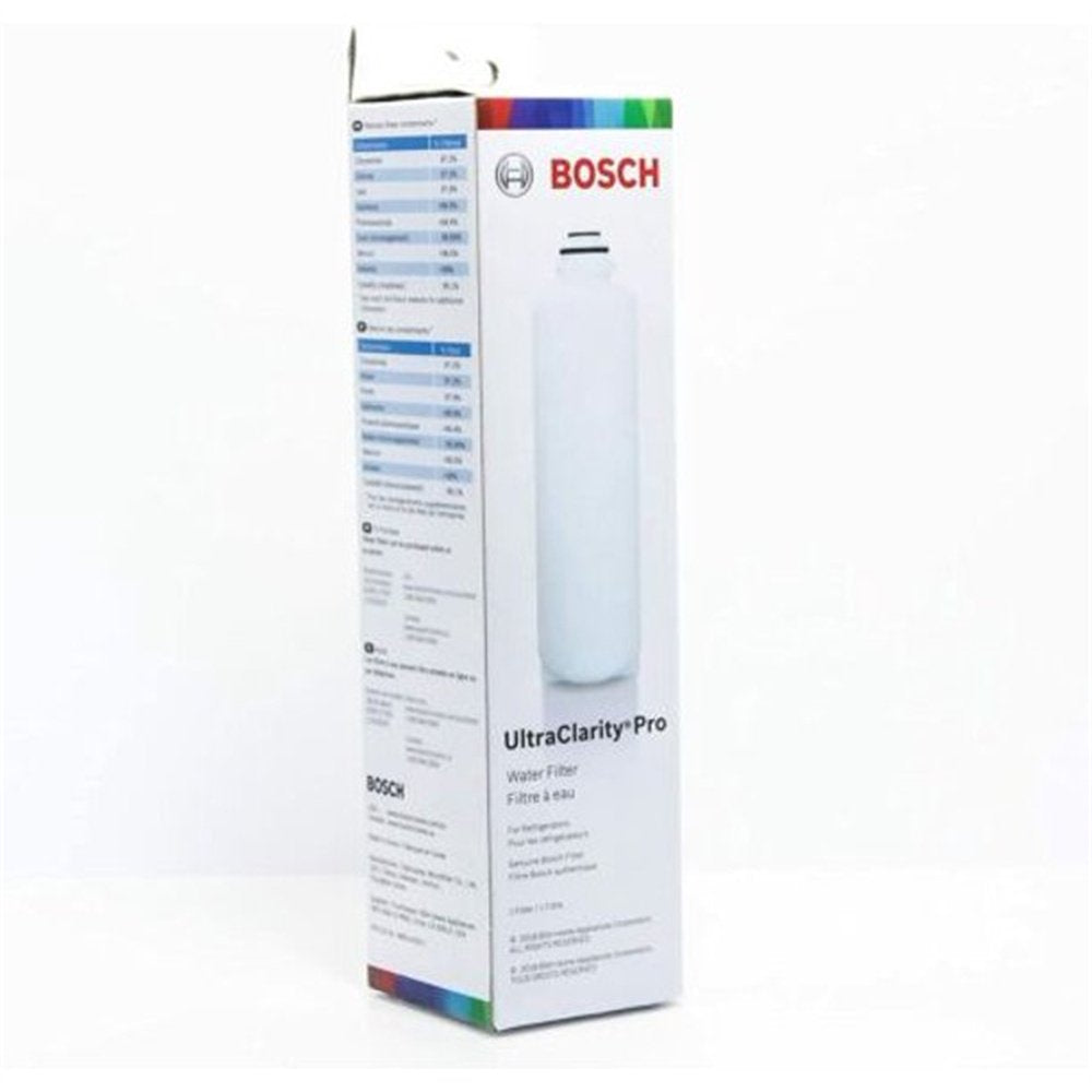 Bosch UltraClarity Pro water filter packaging on a white background