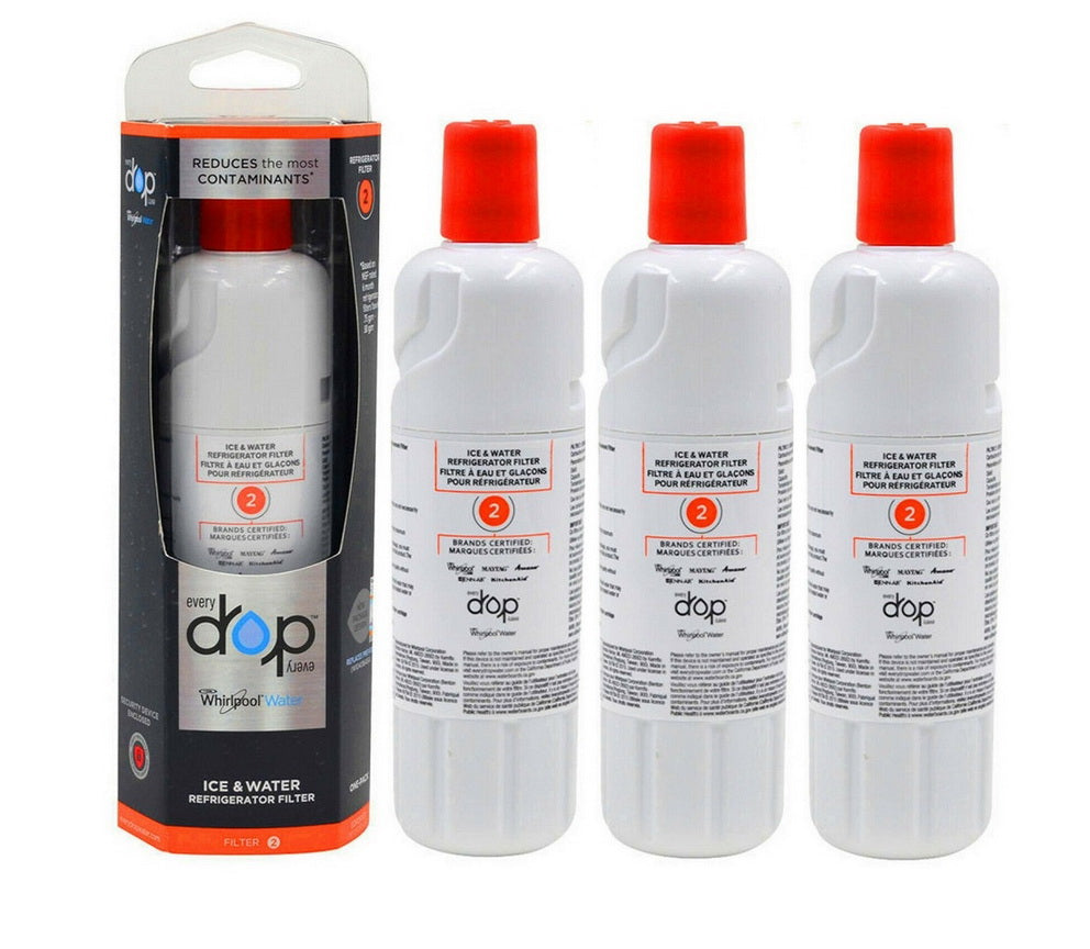 Everydrop Water Filter 2 (EDR2RXD1) 3-Pack – Genuine OEM Filters for Ice and Water Systems in Whirlpool, Amana, JennAir, Maytag, and KitchenAid