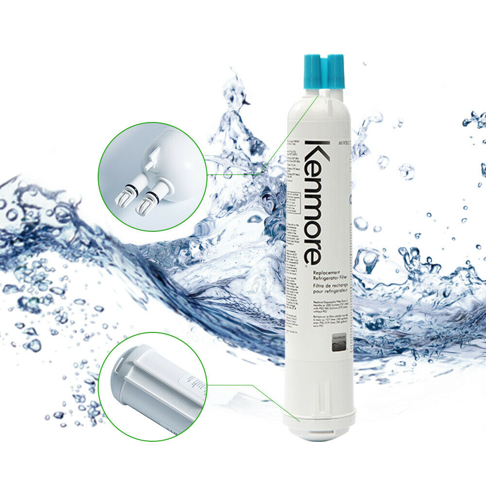 Kenmore 9083 water filter with water splashes on a white background
