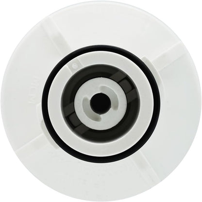 LG Refrigerator Model LRDCS2603S Water Filter top view of White pulley wheel with black center on a white background