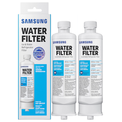 Samsung water filter with packaging on a white background
