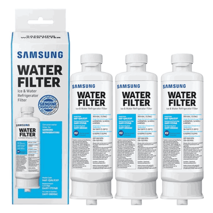 Samsung water filter with packaging on a white background