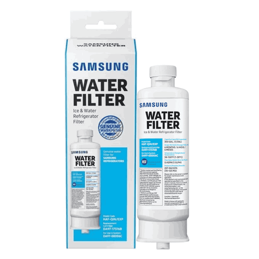 Samsung Refrigerator Model RF28R7201SR Water Filter 1 Pack with package on white background