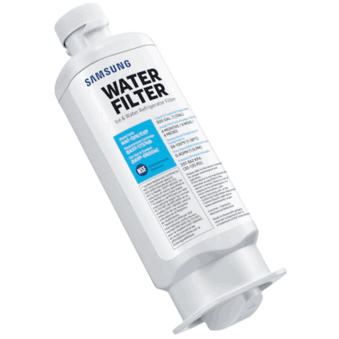 Samsung Refrigerator RF23R6201SR Water Filter Side View on a white background
