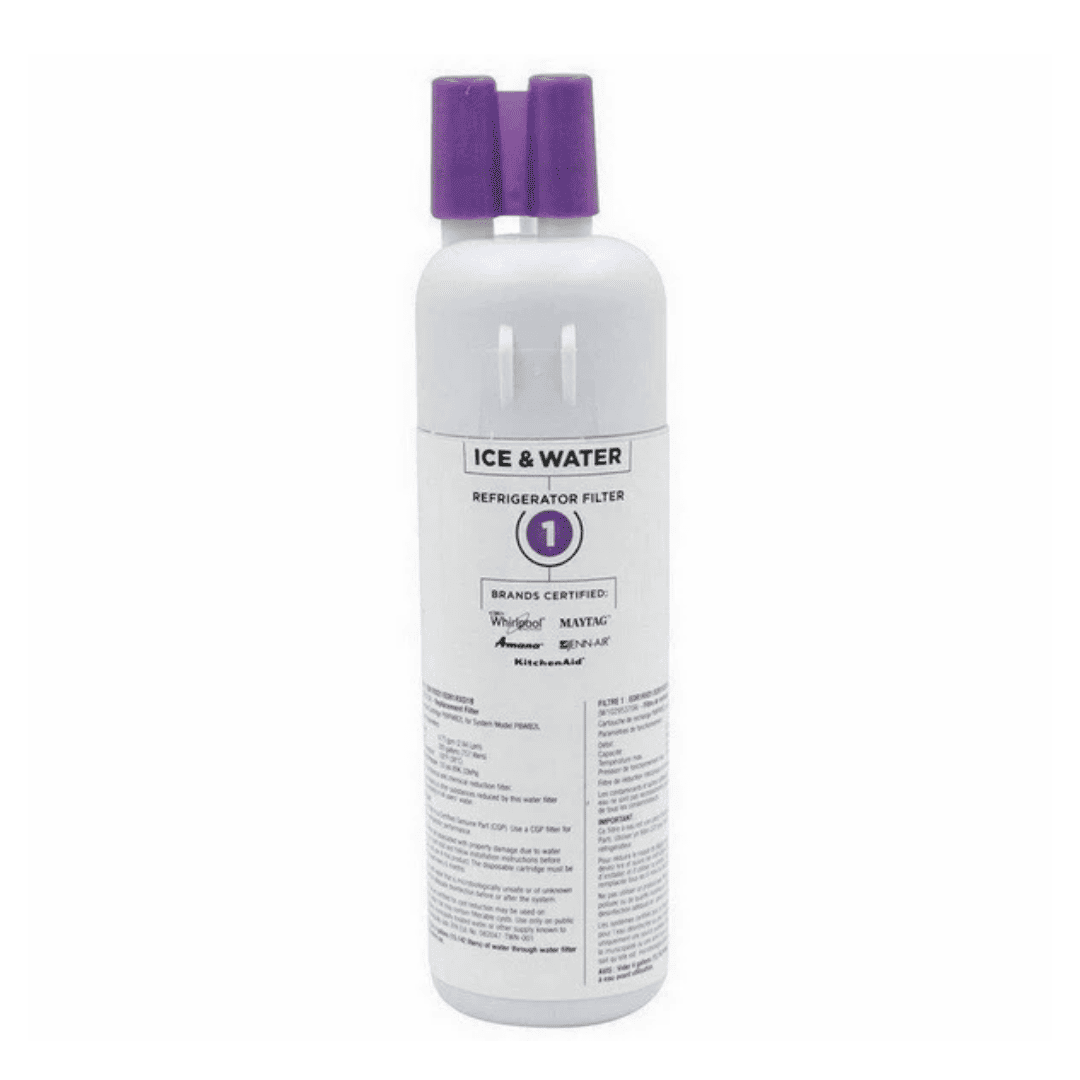 Everydrop Refrigerator water filter 1 with purple top on a white background