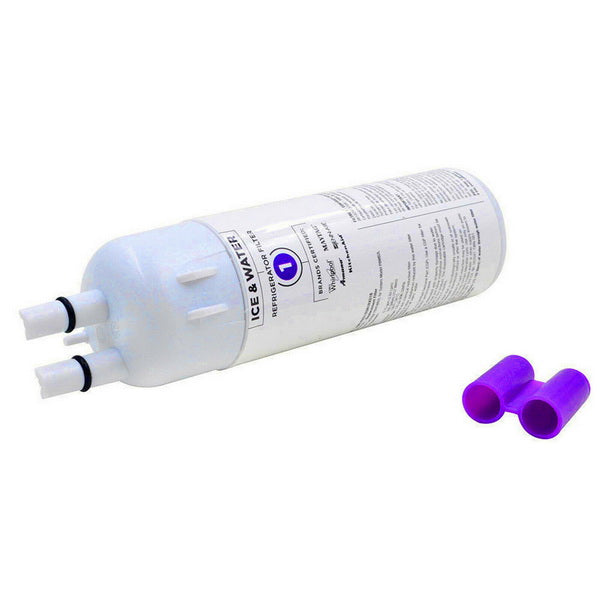 Whirlpool WRS321SDHZ08 Water Filter with purple ends on a white background